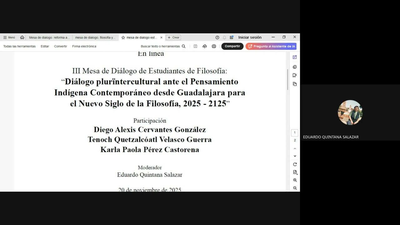 III Mesa de Diálogo de Estudiantes de Filosofía (desde Guadalajara).