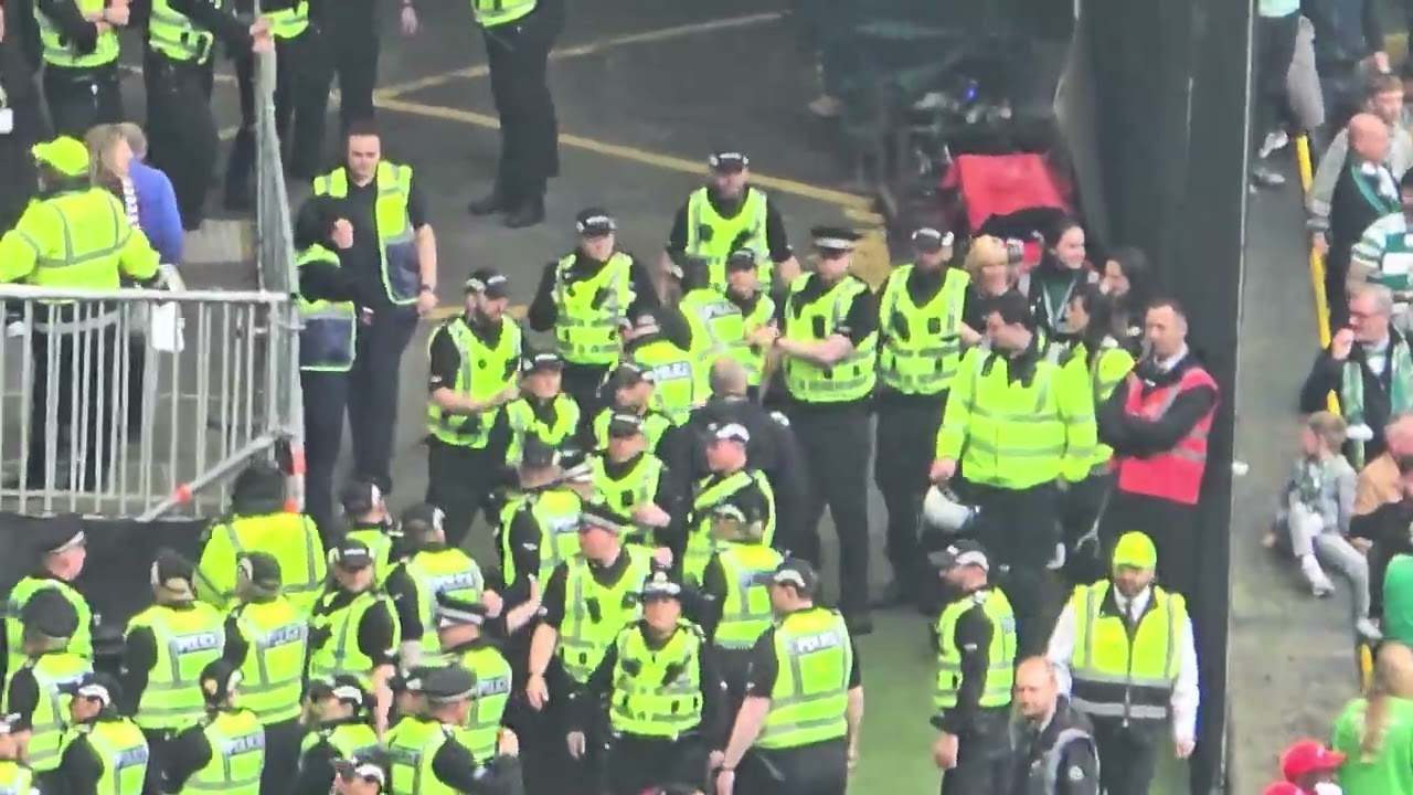 Celtic v hearts 3rd goal pitch invasion 