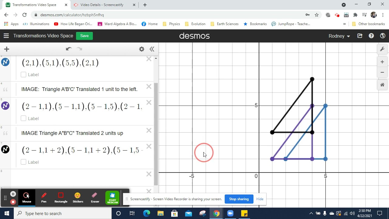 Translations on Desmos