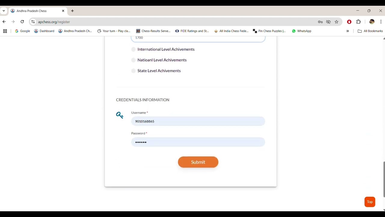How to create New Andhra Chess Association ID and register in tournaments ... English