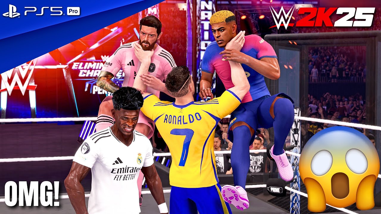 WWE 2K25 - Yamal vs Mbappe vs Raphinha vs Vinicius vs Messi vs Ronaldo - Elimination Chamber Match