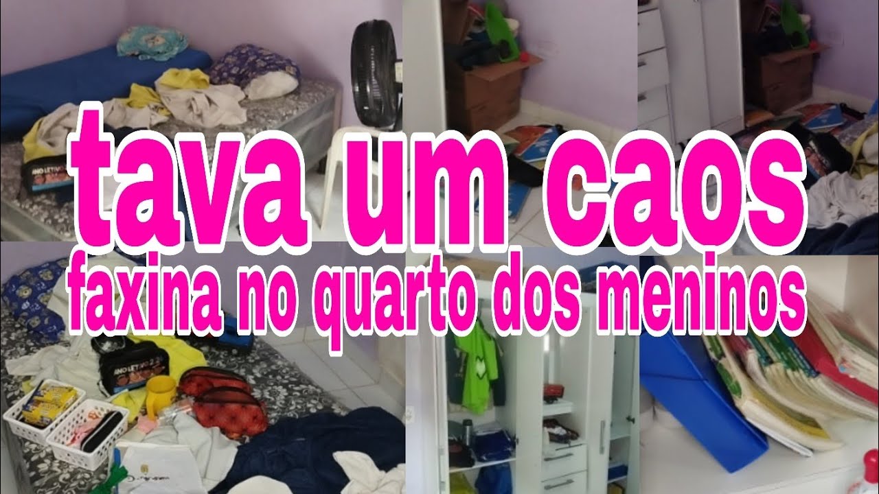 Faxina no quarto dos meninos | limpei o guarda roupa | muita bagunça 