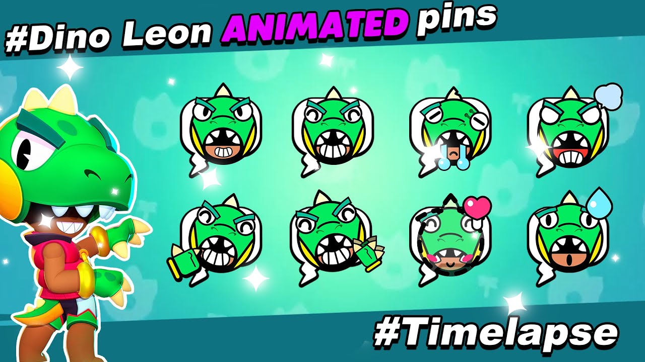 Making ANIMATED Dino Leon pins Brawl Stars - Timelapse  #JurassicSplash🦖