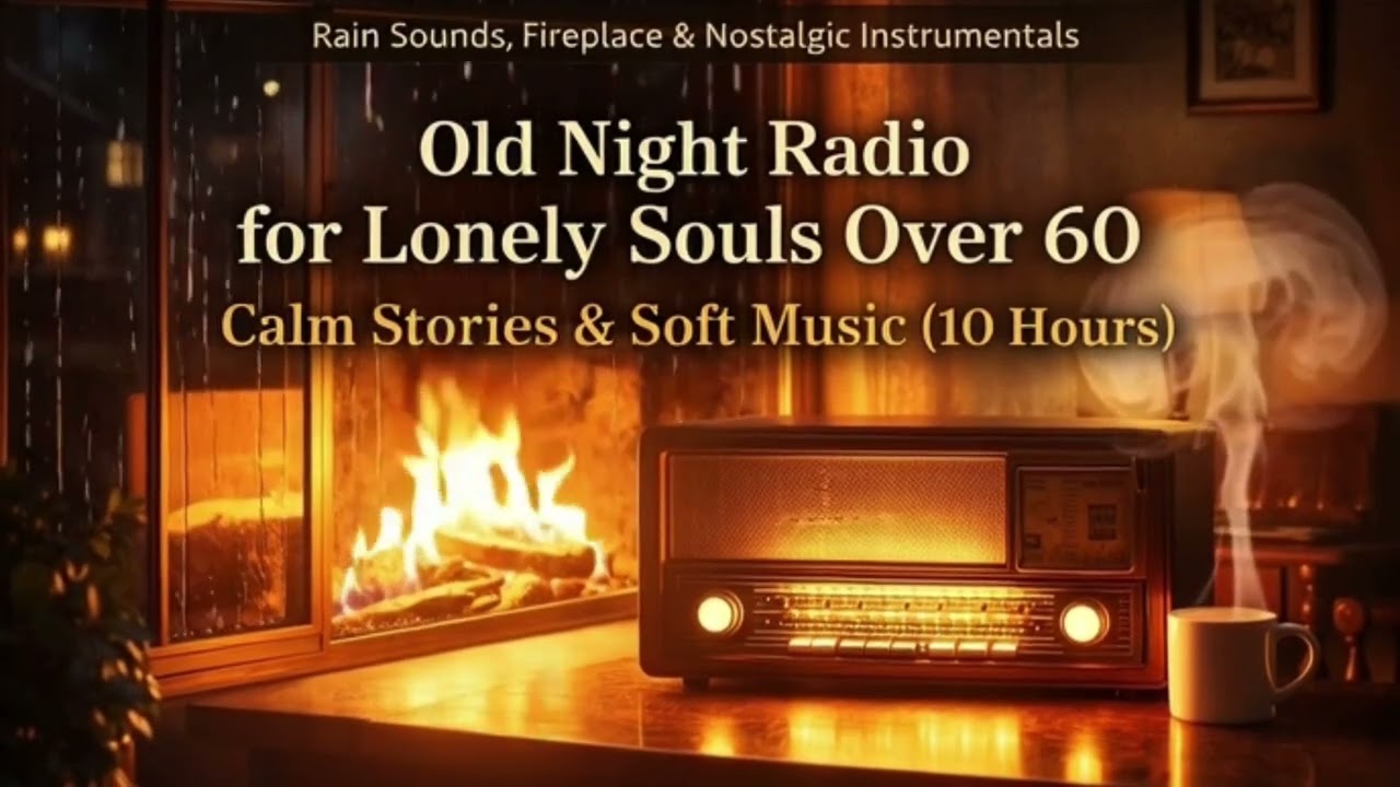 Night Radio for Seniors Over 60 – Calm Stories, Rain & Fireplace 