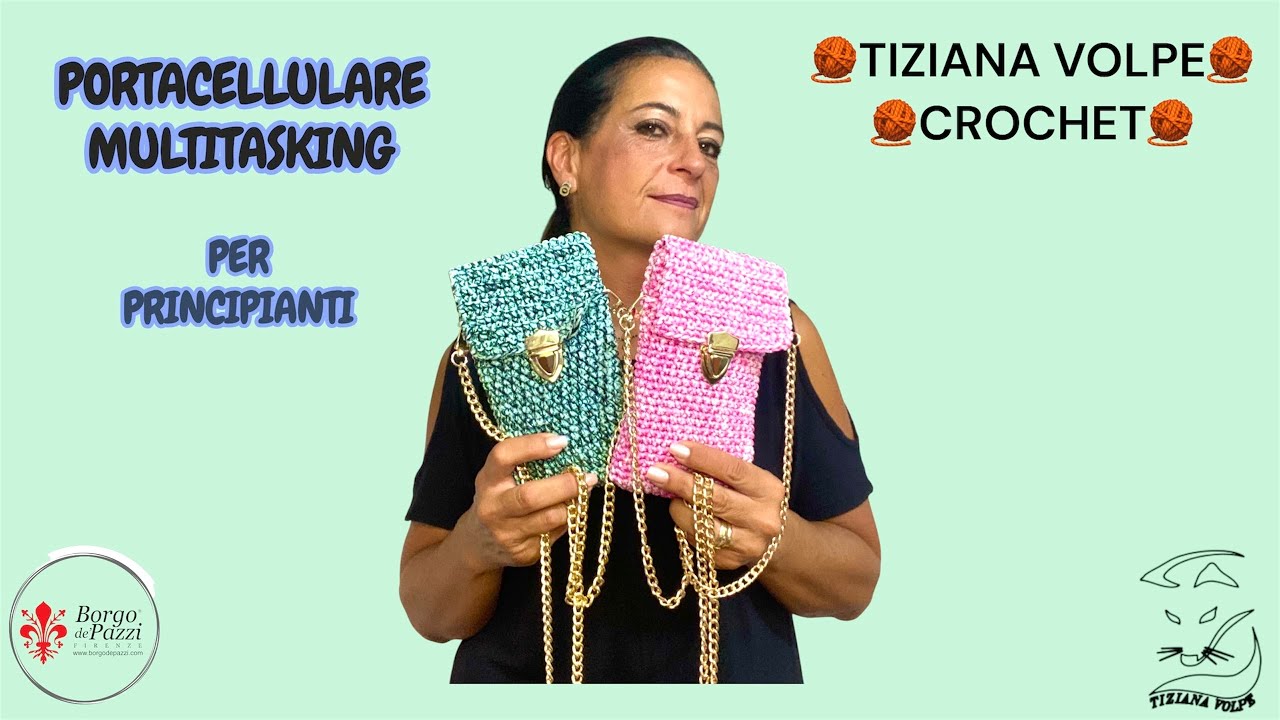 🧶PORTA CELLULARE MULTITASKING🧶PER PRINCIPIANTI 🧶CORDINO PERLA🧶PUNTO BASSO🧶TIZIANA VOLPE CROCHET🧶
