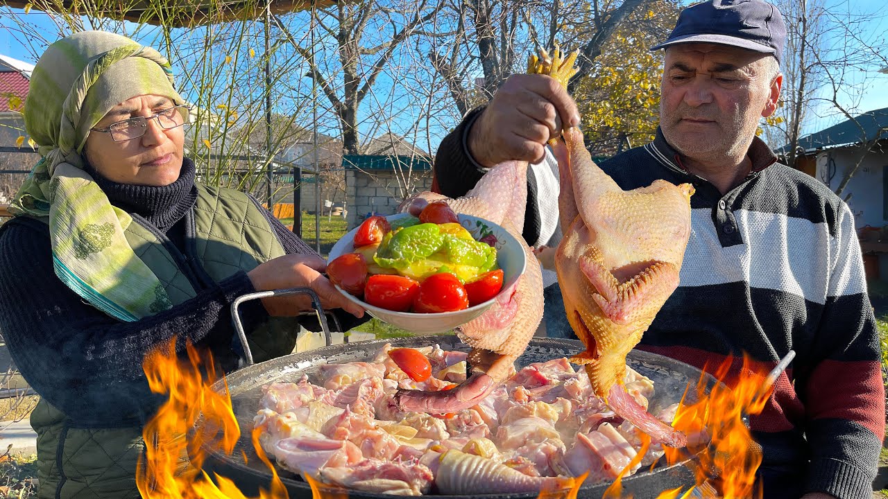 АЗЕРБАЙДЖАН: рецепт курицы с овощами в САДЖ - расслабляющая кулинария в деревенской жизни