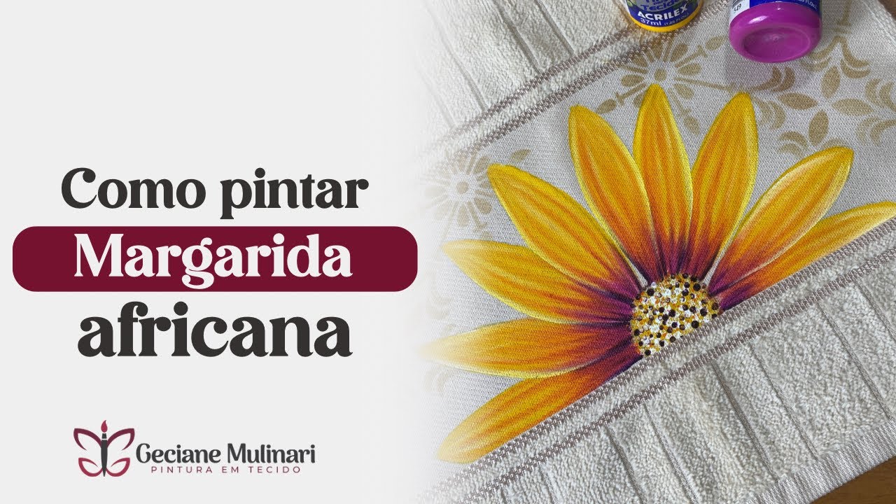 Como pintar Margarida Africana | Pintura em Tecido iniciantes