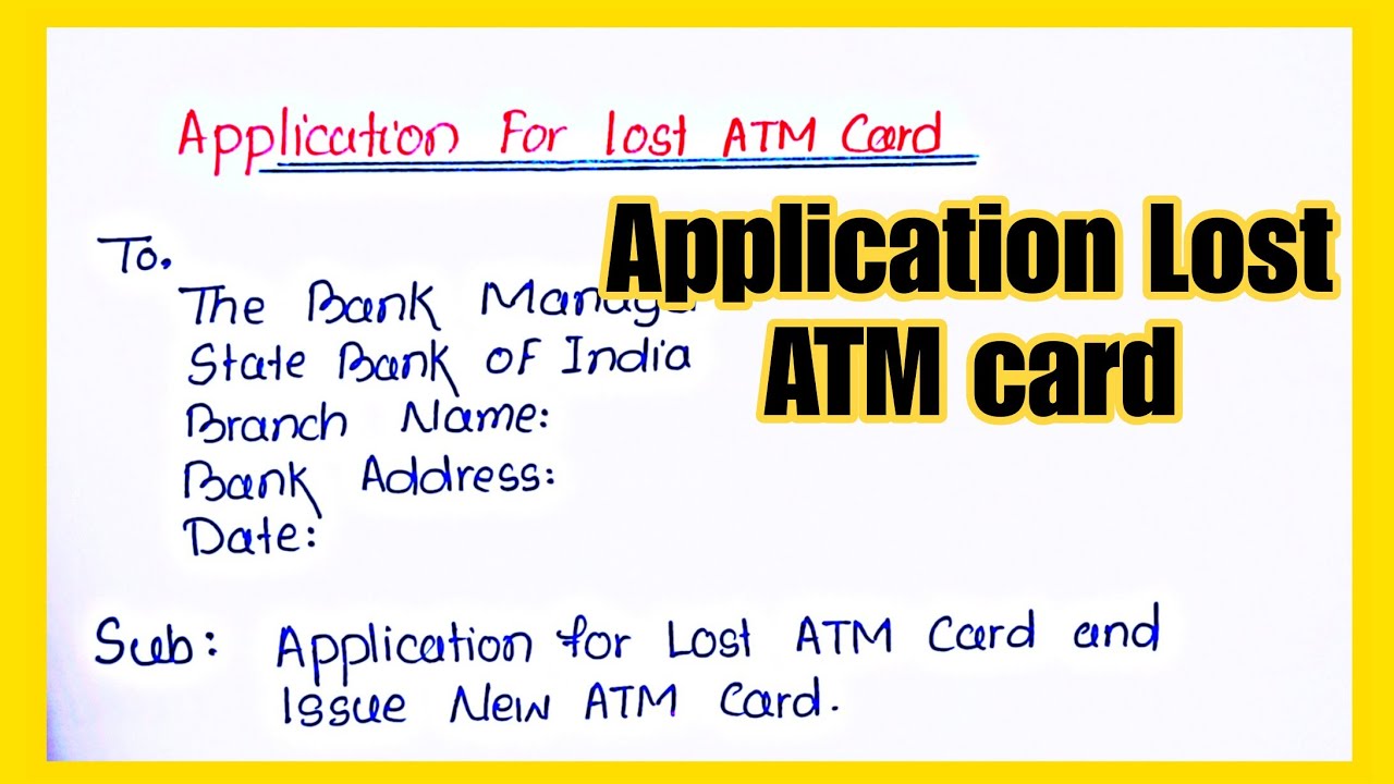 Application for new ATM Debit Card  in english | request letter for lost atm card  in english #bank