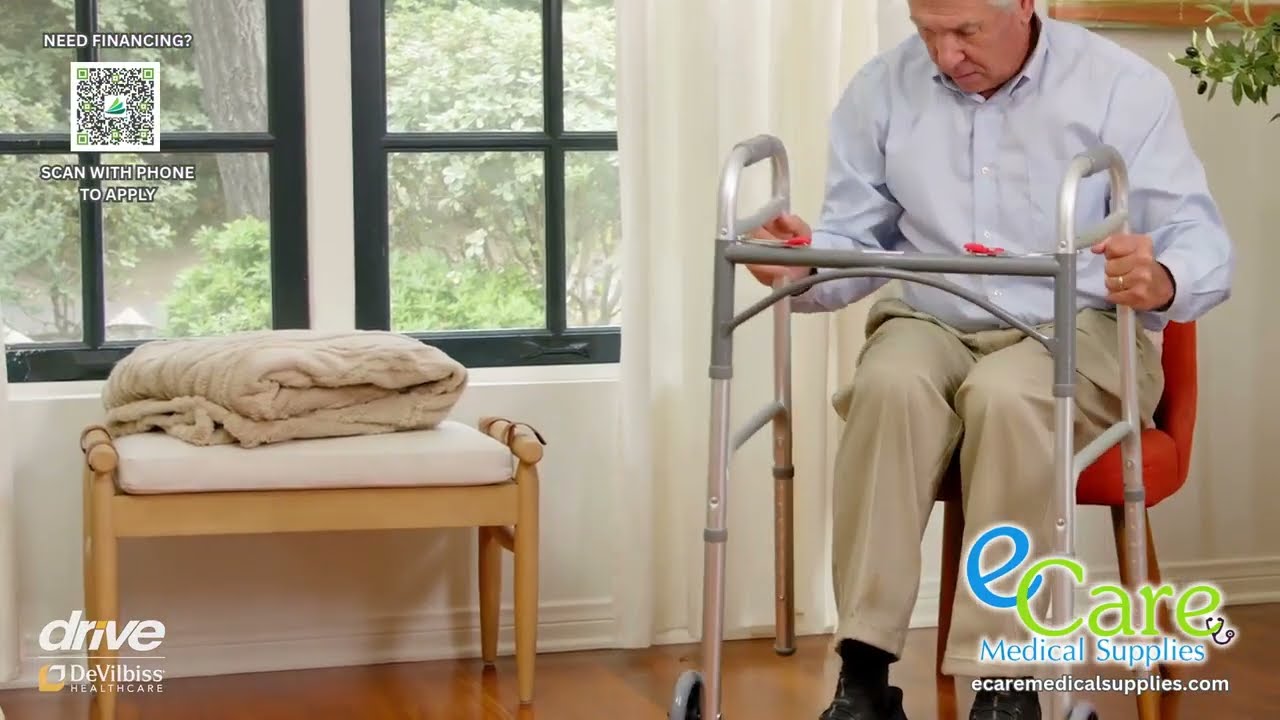 ✨ Drive Medical Deluxe Two-Button Folding Walker w/ 5