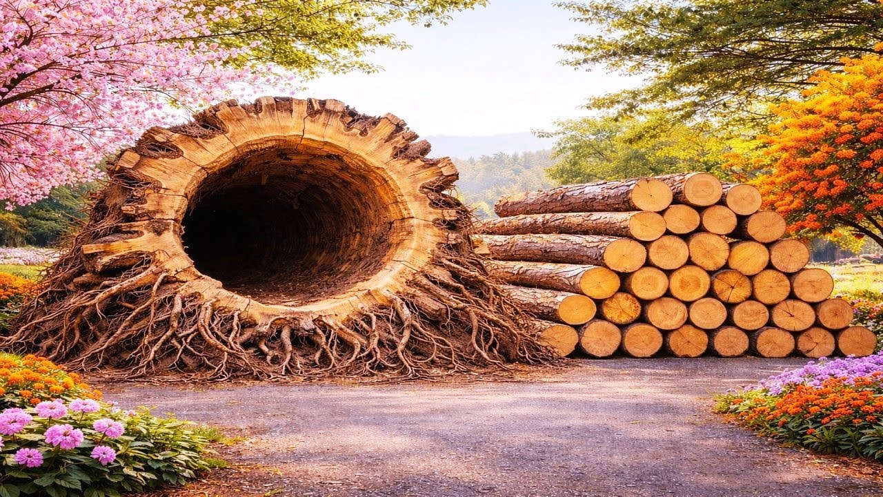 Unbelievable! Watch a Hollow Tree Stump Turn into Stunning Furniture