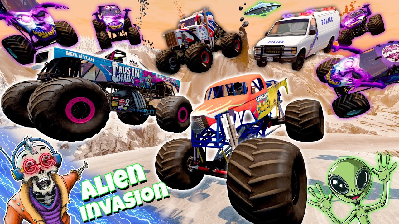 Surviving the Alien Monster Truck Rampage in Monster Jam City!