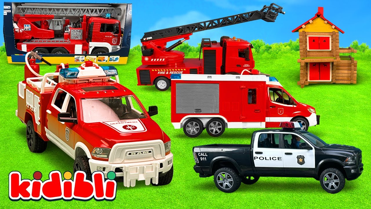 Oyuncak Itfaiye, Polis Arabası ve Ambulansla Kurtarma Görevi 🚒 Çocuklar Için Video | Kidibli