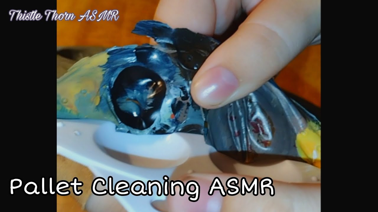 PALLET CLEANING AND PAINT PEELING ASMR (no talking) (tapping, scratching, peeling, liquid sounds)
