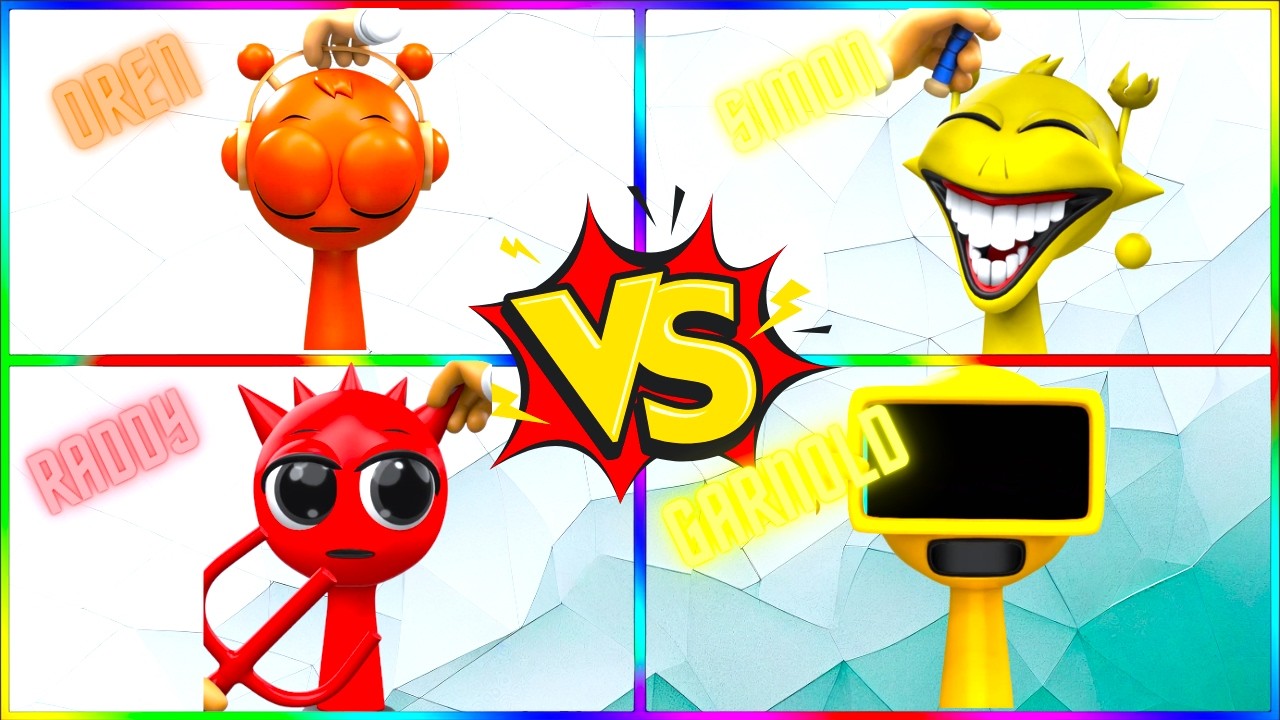 🔥🎶 SIMON 🟦 vs OREN 🟧 vs RADDY 🔴 vs GARNOLD 🟨  SPRUNKI OC  TILES HOP