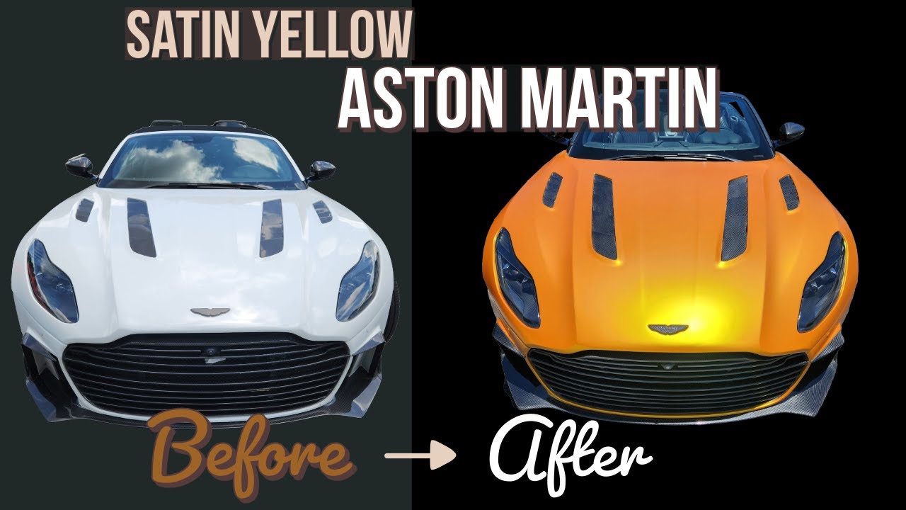 Wrapping a Custom Aston Martin DB11 in Satin Energetic Yellow with a Carbon Fiber Body Kit