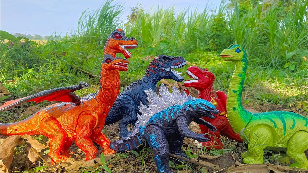 Dinosaurus Jurassic World Dominion: t-rex/ Brachiosaurus/ Brontosaurus/ monster kepala tiga/Godzilla