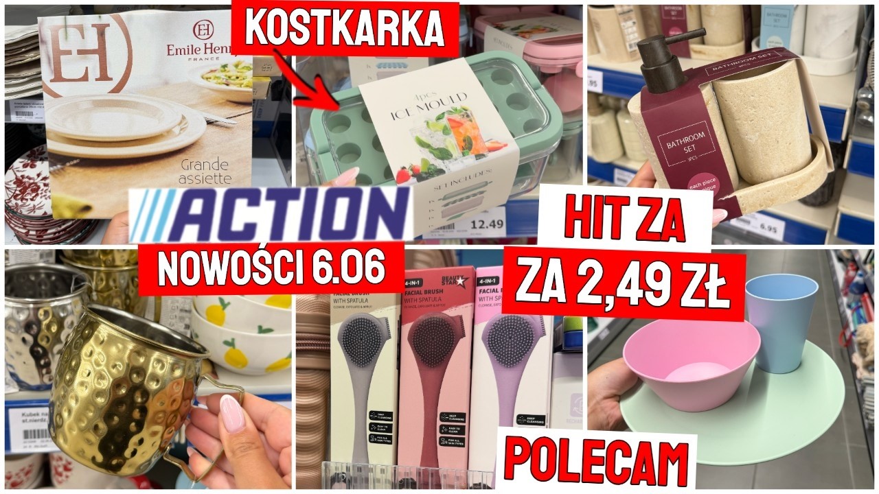 📍ACTION NOWOŚCI 6.06🔥TANIA KOSTKARKA, DUŻO DO KUCHNI😍 CUDNA PORCELANA, AKCESORIA NA WAKACJE PRZEGLĄD