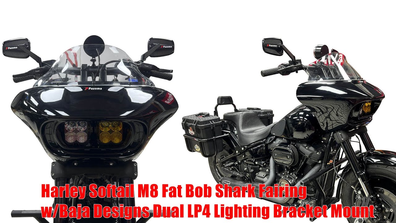 How To install Harley Softail Fat Bob Shark Fairing w/Baja Designs Dual LP4 Lighting Bracket Mount