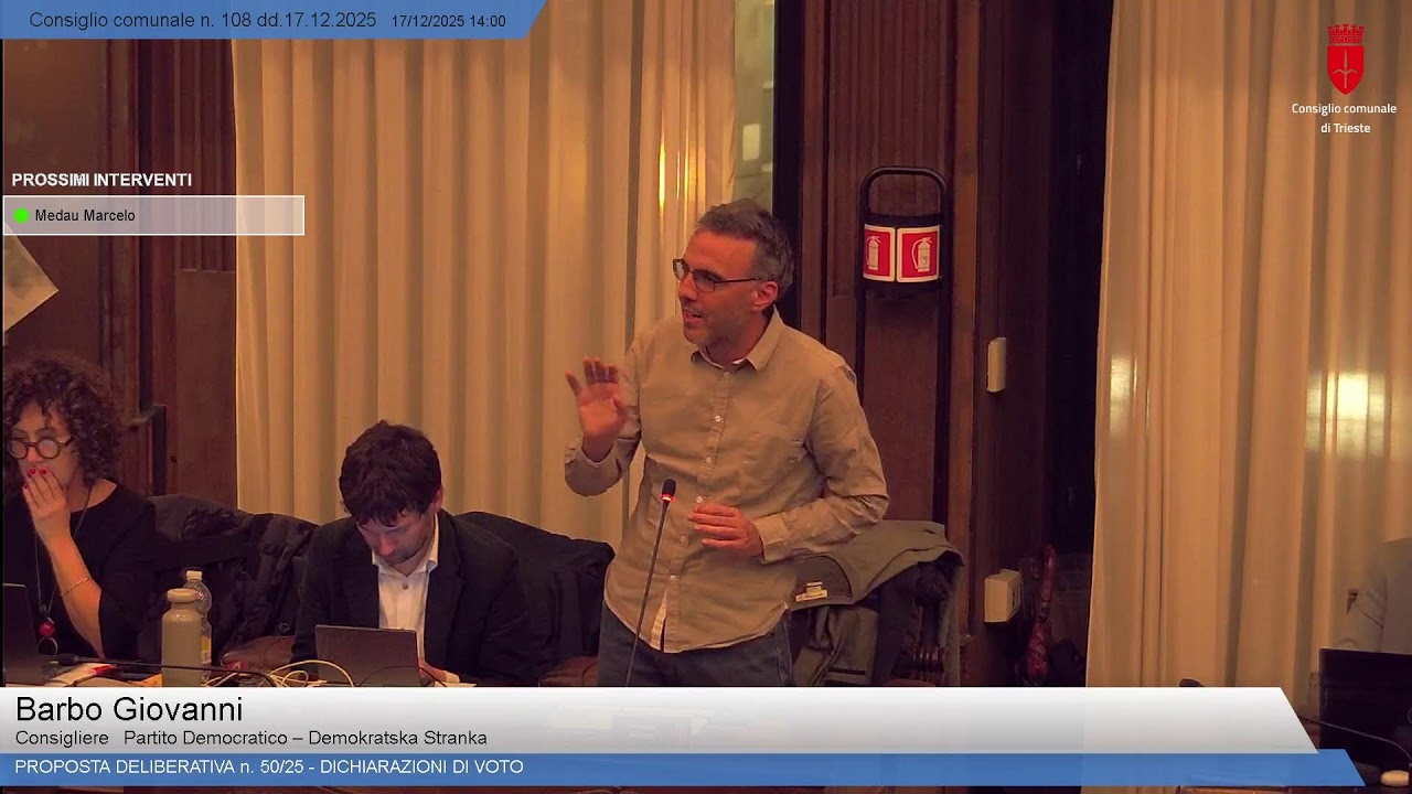 17 Dicembre 2025 - Live streaming del Consiglio Comunale di Trieste