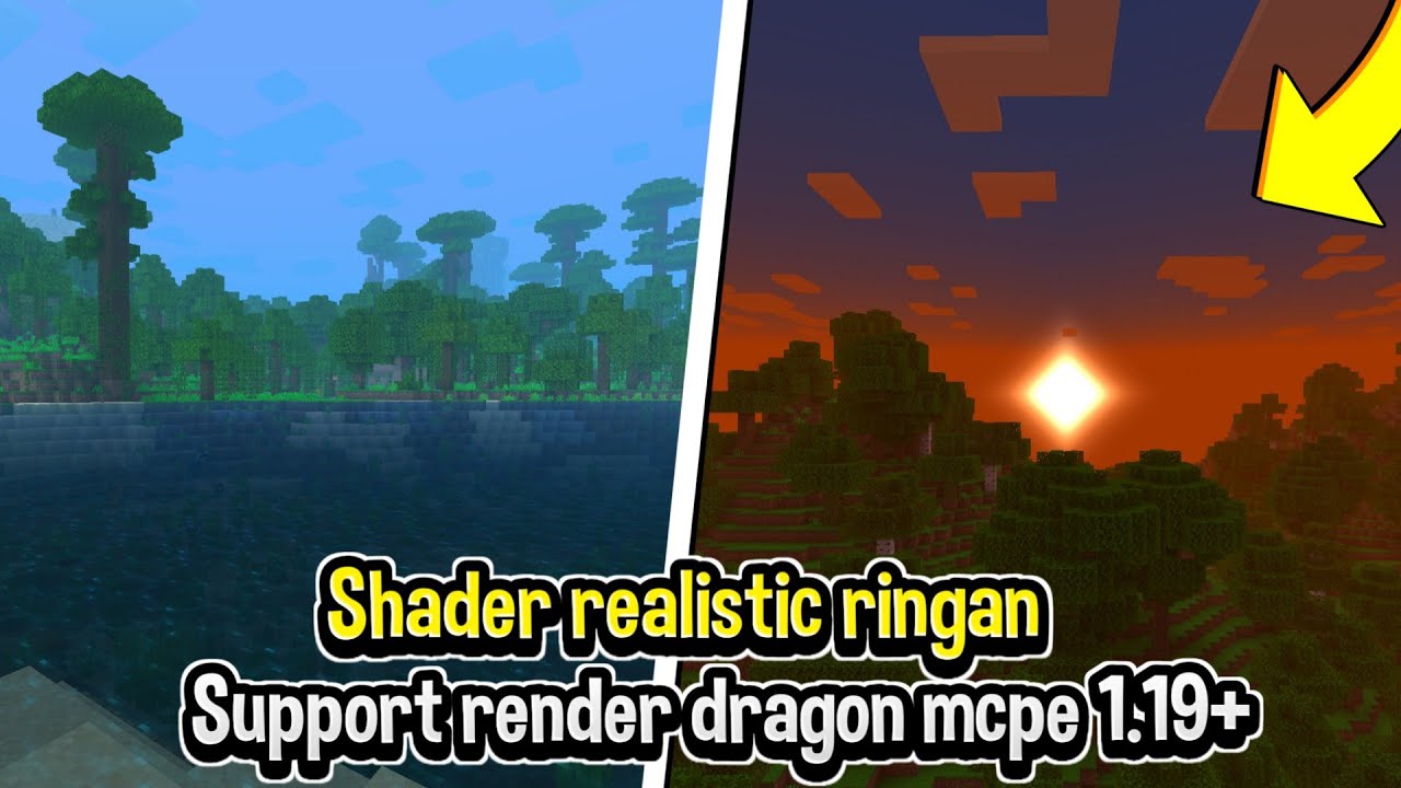 SHADER REALISTIC RINGAN SUPPORT RENDER DRAGON TERBAIK!!! | Untuk survival mcpe 1.19+