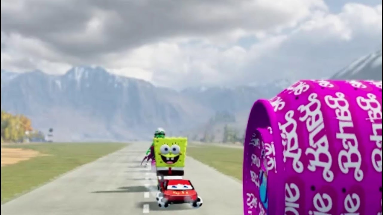 TRANSPORTING PIXAR CARS & FRUITS WITH COLORED & JOHN DEERE vs CLAAS vs TRACTORS - BeamNG.drive