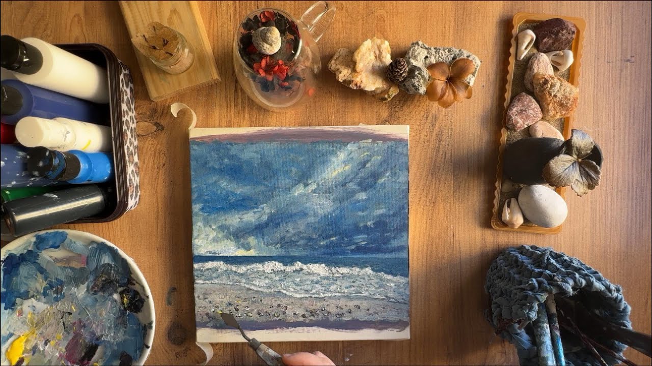 Painting the Stormy Sea — Real Time Ocean Waves under Relaxing Music