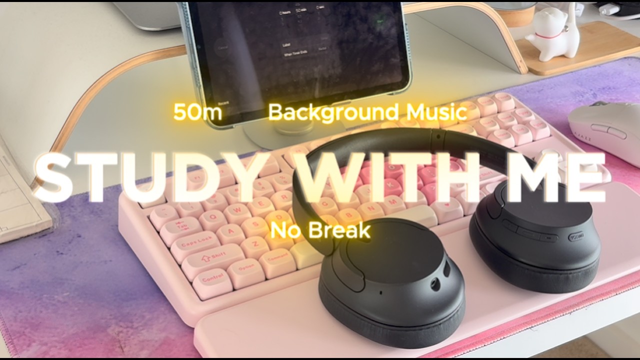 📚 50-Minutes Real Time Study With Me | Piano sound | Weekend Study 📚