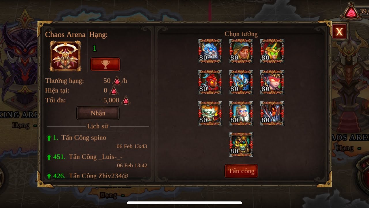 Tiếp tục chinh phục top1 Chaos Arena / EPIC hero wars 