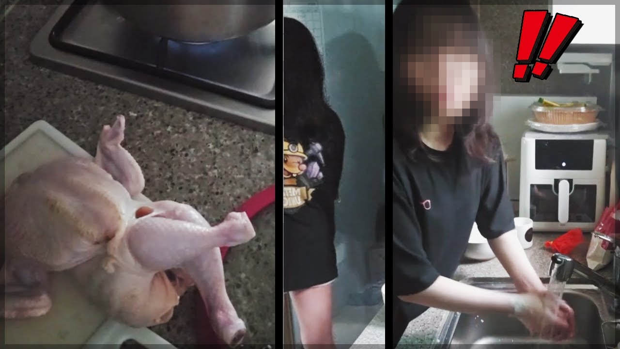 실수로 요리하다가 얼굴 공개 한 버튜버