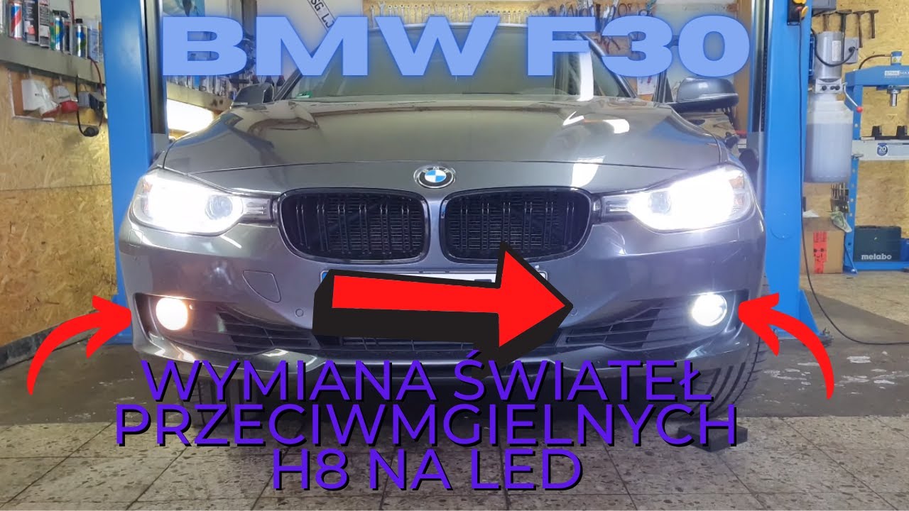 BMW F30-Wymiana świateł przeciwmgielnych H8 na LED.