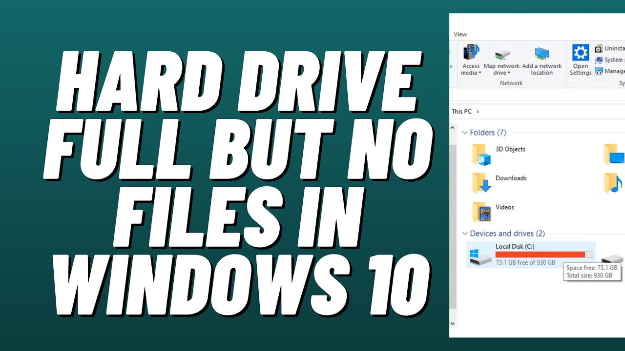 Жесткий диск заполнен, но на нем нет файлов в Windows 10