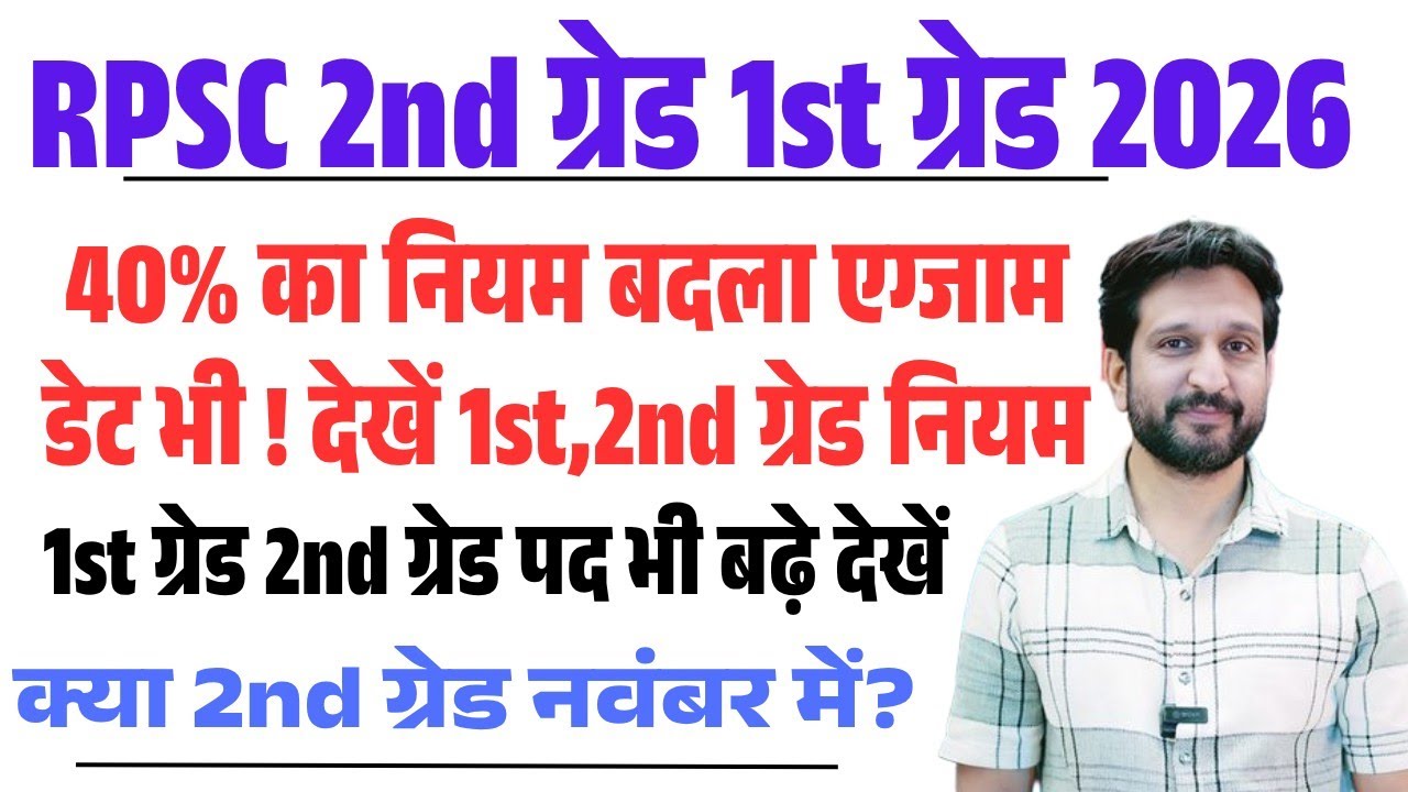 RPSC 2nd Grade Exam Date News 2026/RPSC 1st,2nd Grade 40% Rule Change? RPSC 1st 2nd Grade2026 Cutoff