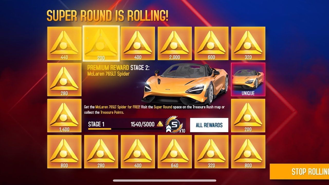 Asphalt 8, McLaren 765LT Spider Treasure Rush, 7th Day, Again Horrible Rate…