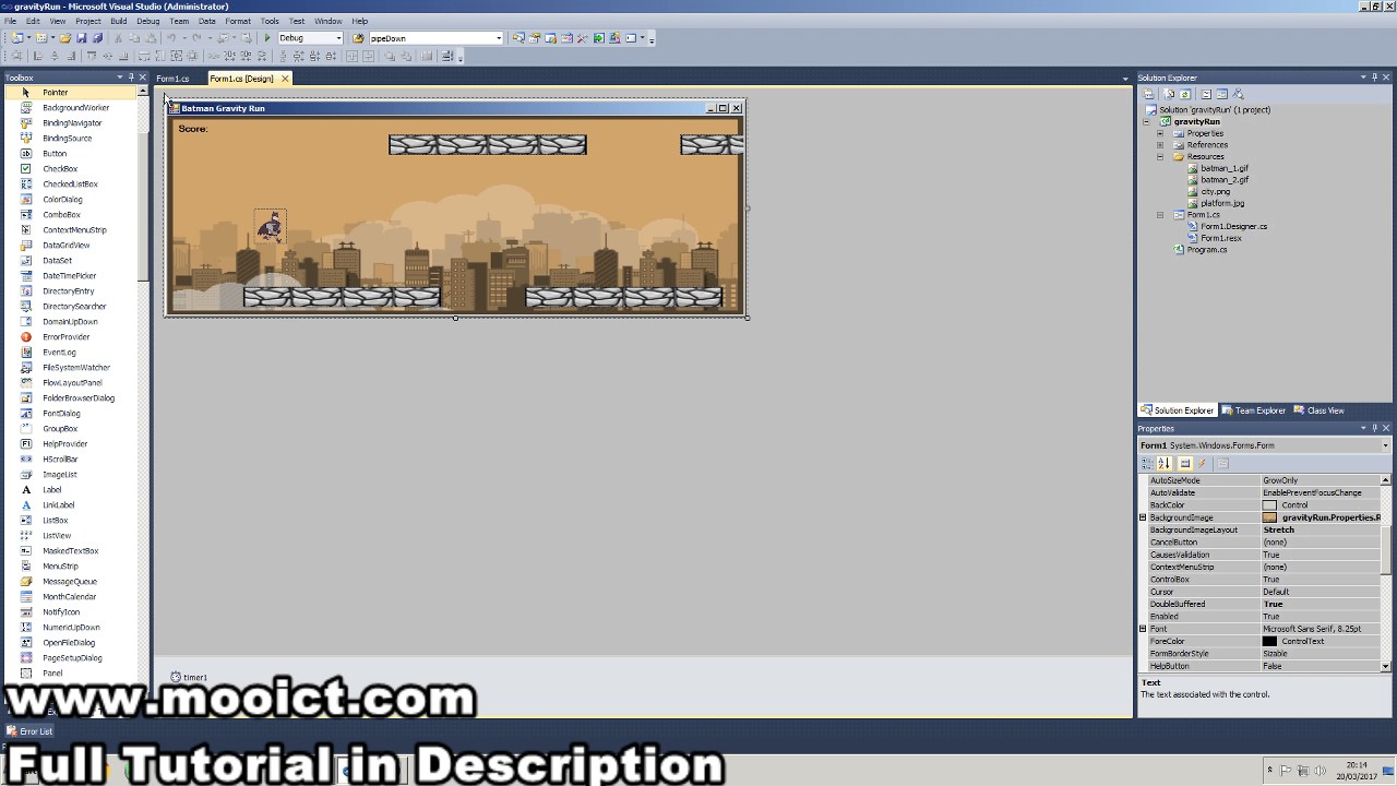 C# Tutorial - Batman Gravity Run Game Tutorial Visual Studio