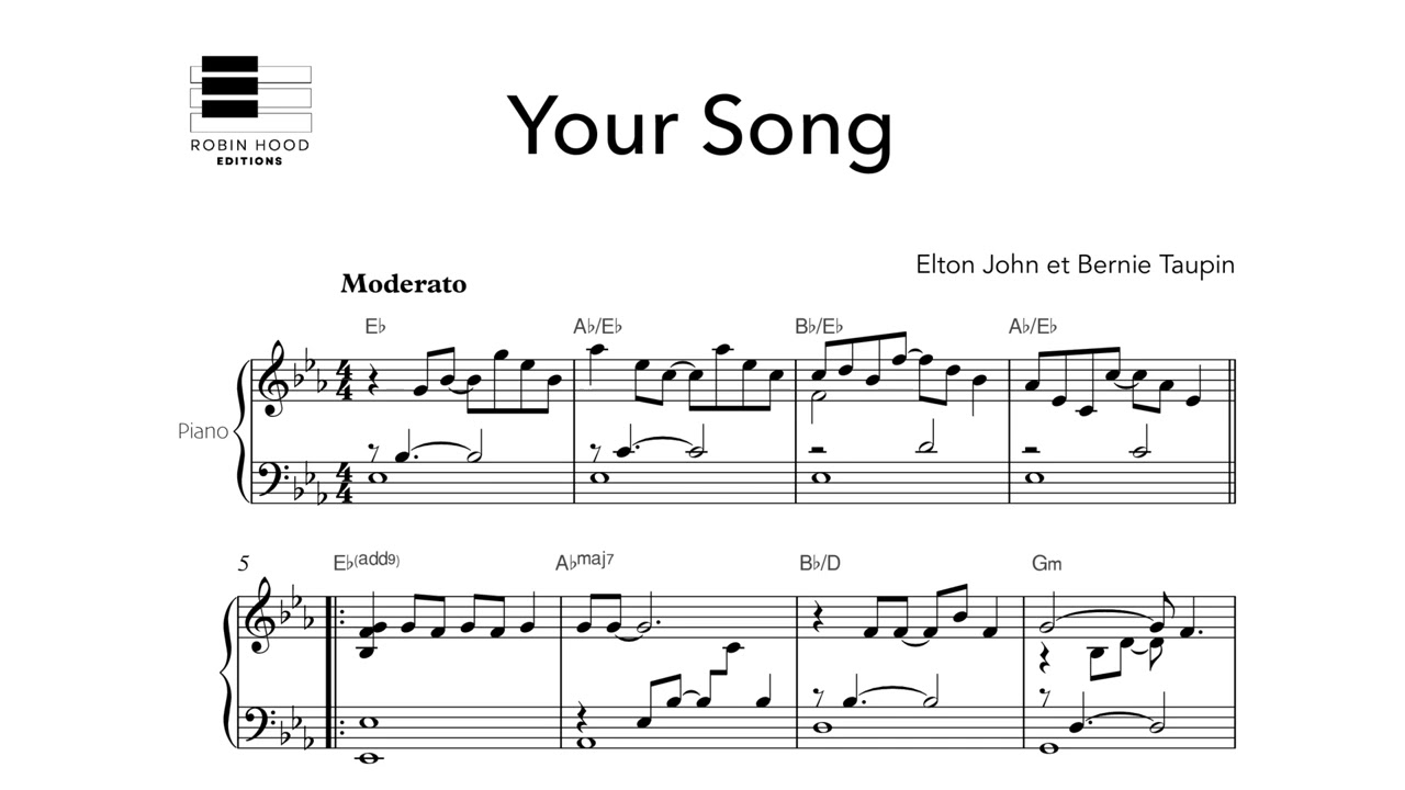 Your song - Elton john // Piano sheet music
