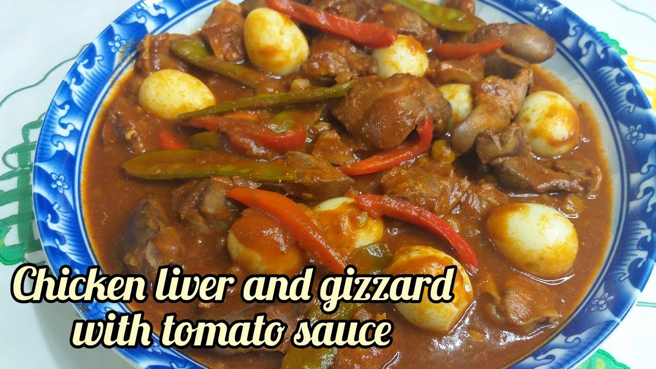 Chicken liver and gizzard with tomato sauce (easy recipe)