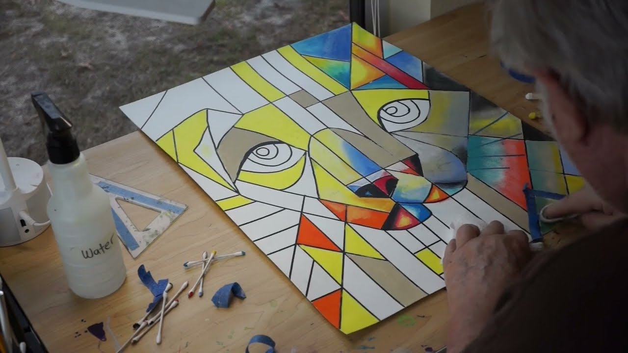 What would you call a half dog half cat? An acrylic original abstract painting by HIM. 