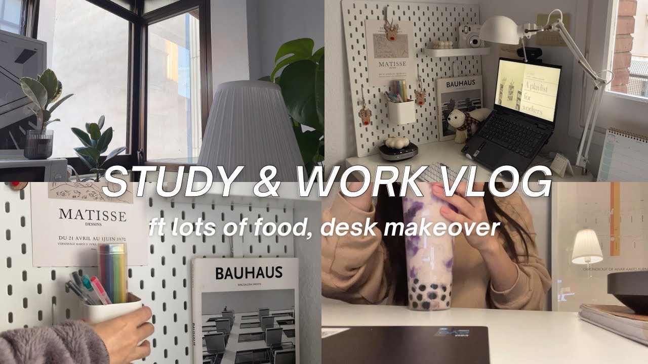 Study & work vlog ft. lots of food | desk makeover, eating Indian food again, 1 min skincare routine