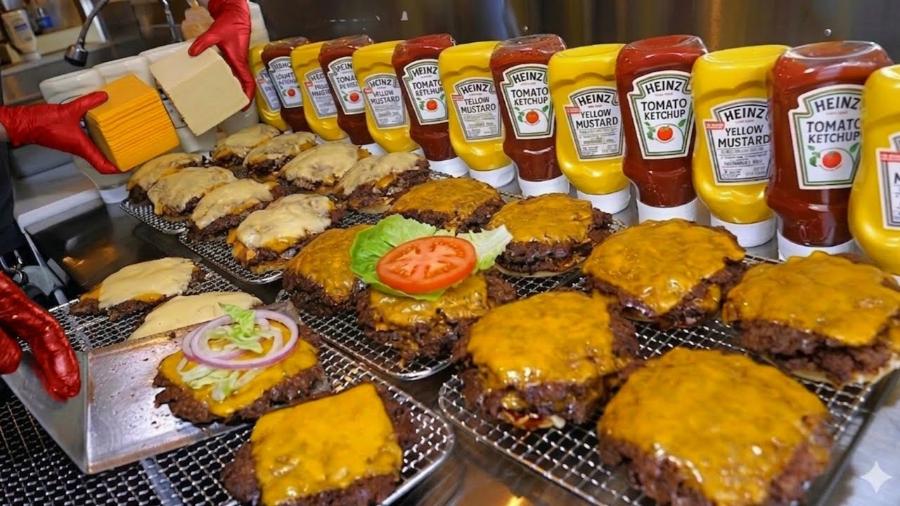 Top 5 Ultimate Cheeseburgers! American Double-Dip Burger Masters | Korean Street Food