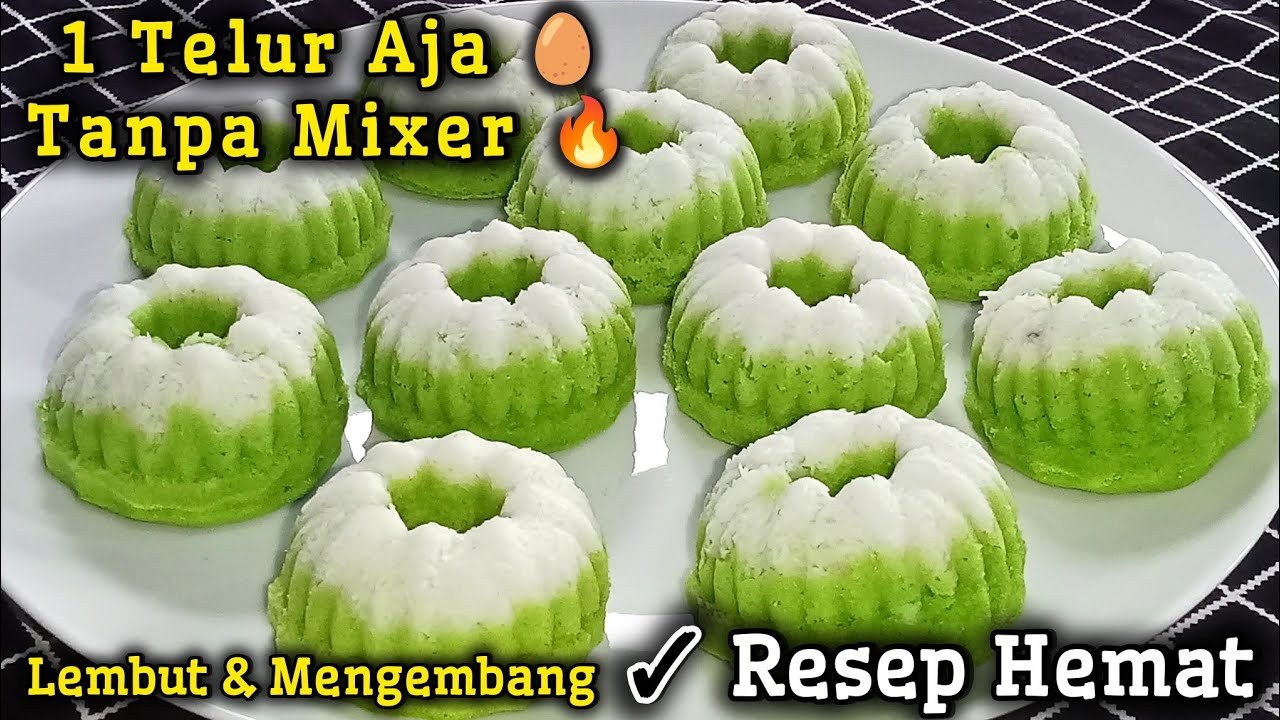 Putu Ayu 1 Telur Tanpa Mixer Listrik! Lembut, Mekar, & Hemat (Aduk Manual 💚)