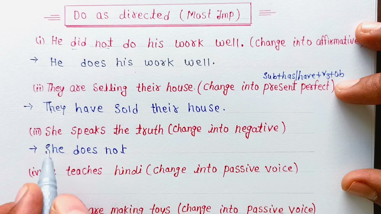 10th English (Do as directed) Board exam special