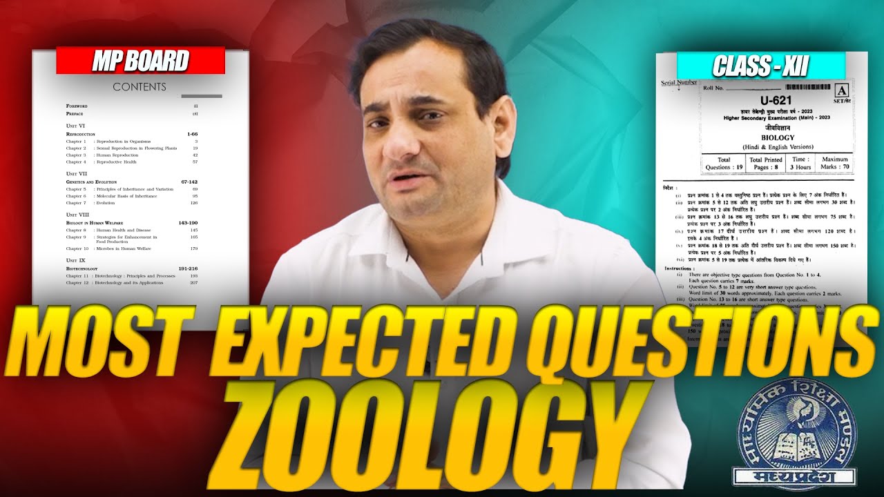 Expected Questions Chapter-Wise | Zoology | Class XII | Dr. L.B Patel | MP BOARD |Bhautiki Plus