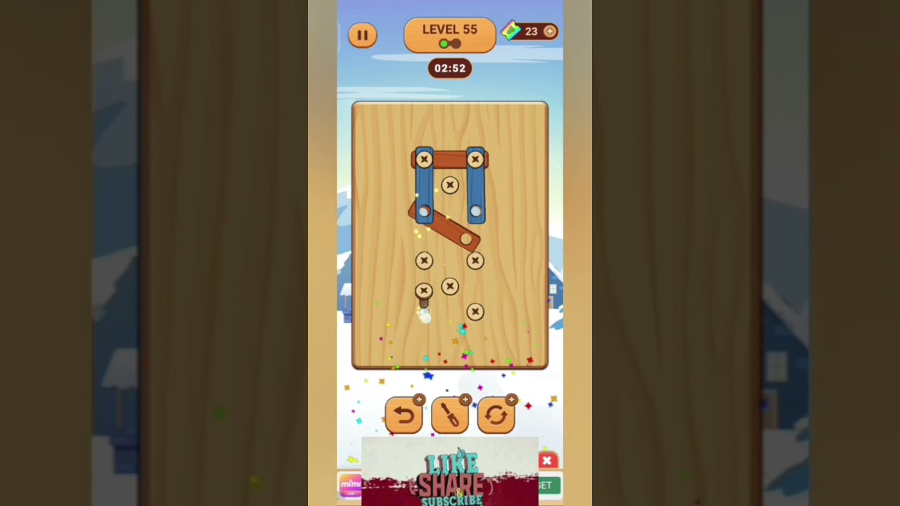 wood nuts & bolts , screw level 55 #puzzlegame #iqgame