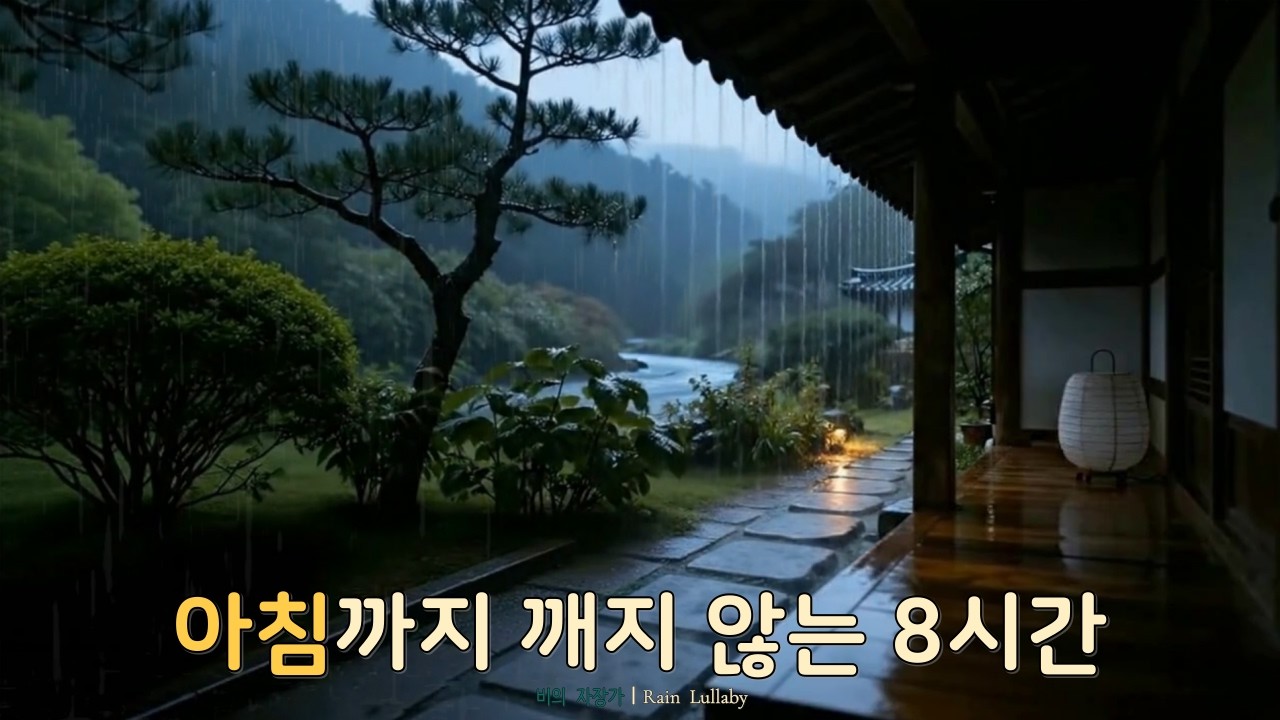 8시간 한옥 장대비 ASMR | 중간 광고 없는 수면유도 빗소리 | 8 Hours Heavy Rain Sounds in Hanok Garden (No Mid-roll Ads)