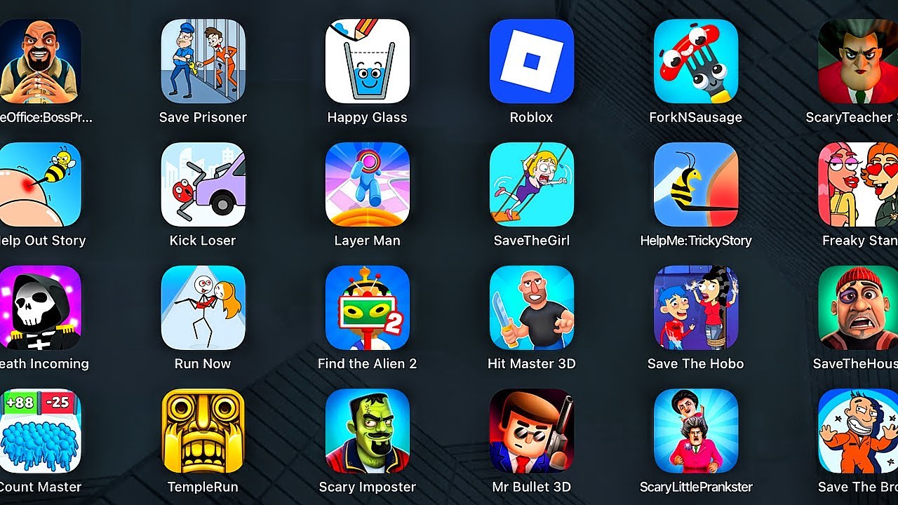 Freaky Stan, Save Prisoner, Roblox, Scary Imposter, Count Master, SaveTheGirl, HelpMeTricky Puzzle