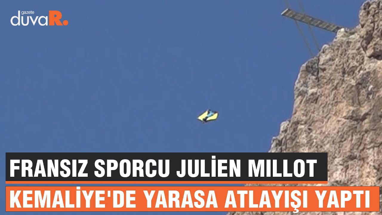Fransız sporcu Julien Millot Kemaliye'de yarasa atlayışı yaptı