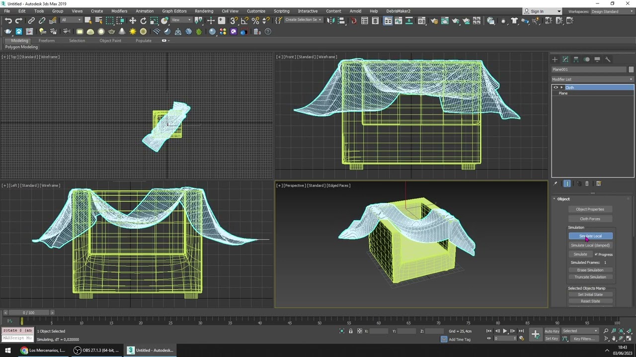 Tutorial 3ds Max Tela Arrugada con modificador Cloth