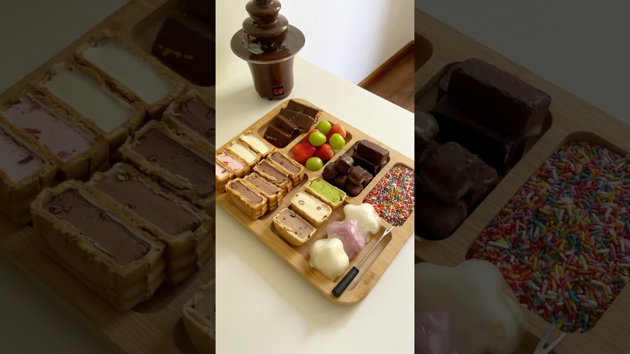 Make chocolate hot pot with me #asmr #food #chocolate #hotpot #icecream #dessert #dubaichocolate
