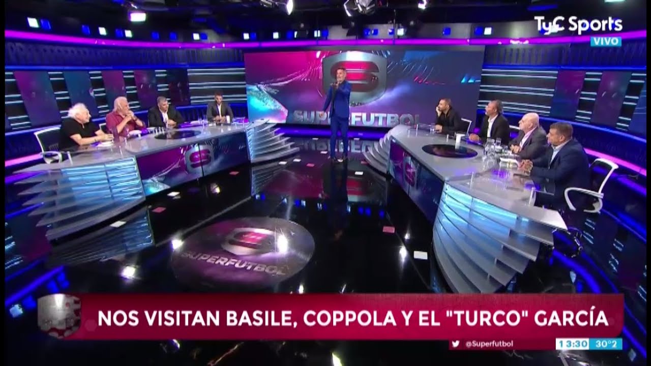 El Coco Basile, el Turco García y Guillermo Coppola en Superfútbol