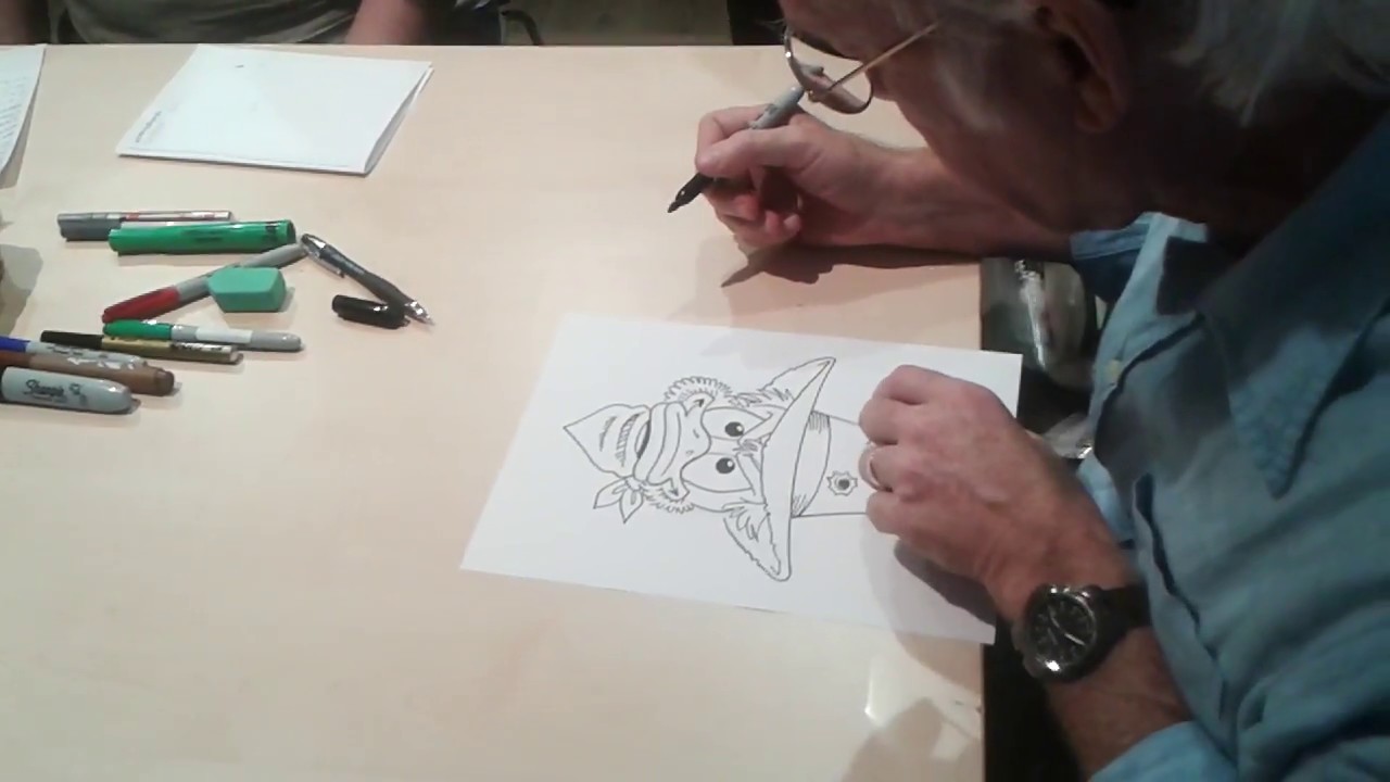Don Rosa drawing a cowboy Scrooge 2017, part 1